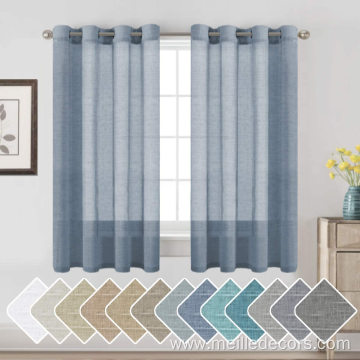 Eyelet Top Durable Soft Linen Blend Denim Curtains